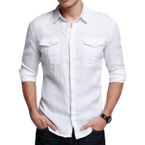 Full Circle S linen cargo shirt